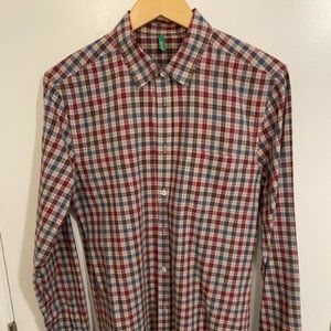Classic Plaid Long Sleeve Slim Fit Shirt by United Colors of Benetton - Large